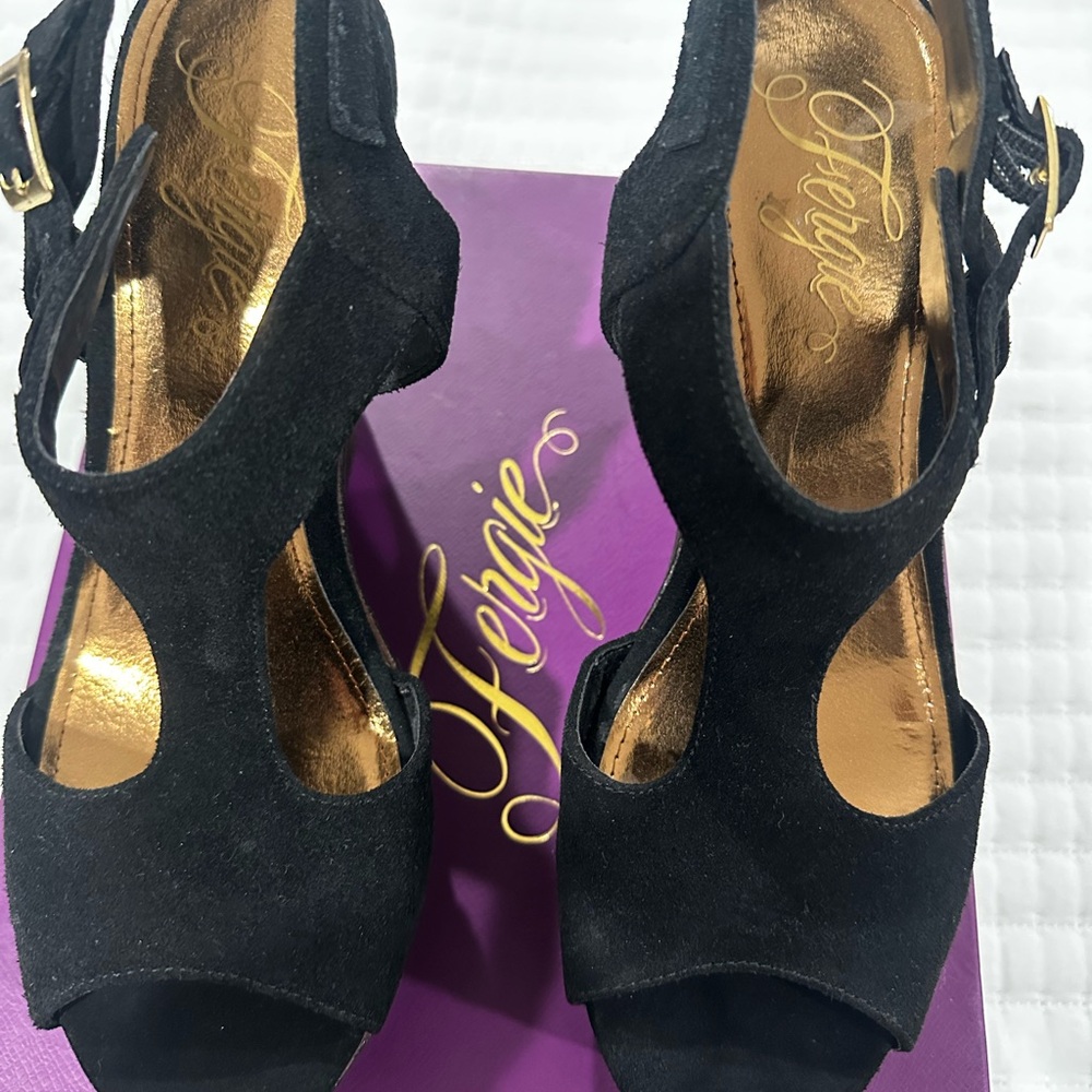 Fergie Women's Black Peep Toe Heels